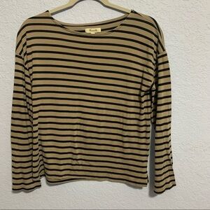 Madewell Tan Black Stripe Long Sleeve Tee